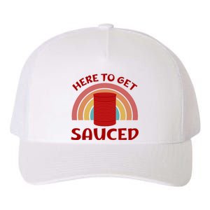 Here To Get Sauced Funny Cranberry Sauce Thanksgiving Food Yupoong Adult 5-Panel Trucker Hat