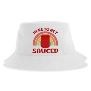 Here To Get Sauced Funny Cranberry Sauce Thanksgiving Food Sustainable Bucket Hat