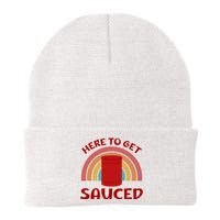 Here To Get Sauced Funny Cranberry Sauce Thanksgiving Food Knit Cap Winter Beanie