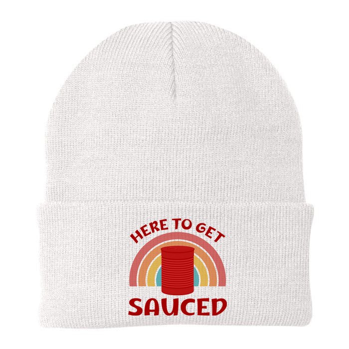 Here To Get Sauced Funny Cranberry Sauce Thanksgiving Food Knit Cap Winter Beanie