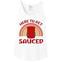 Here To Get Sauced Funny Cranberry Sauce Thanksgiving Food Ladies Essential Tank