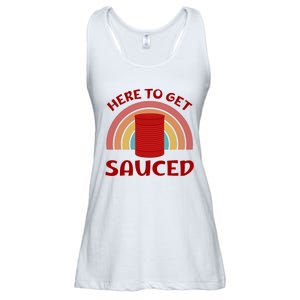 Here To Get Sauced Funny Cranberry Sauce Thanksgiving Food Ladies Essential Flowy Tank