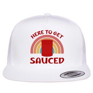 Here To Get Sauced Funny Cranberry Sauce Thanksgiving Food Flat Bill Trucker Hat