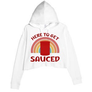 Here To Get Sauced Funny Cranberry Sauce Thanksgiving Food Crop Fleece Hoodie