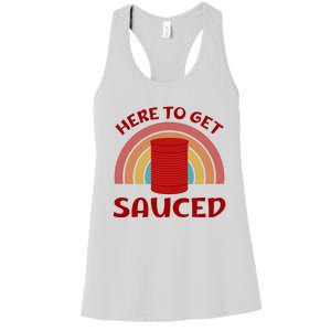 Here To Get Sauced Funny Cranberry Sauce Thanksgiving Food Women's Racerback Tank