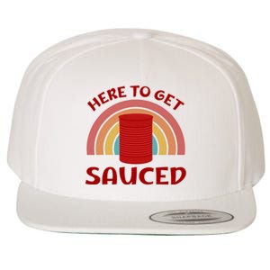 Here To Get Sauced Funny Cranberry Sauce Thanksgiving Food Wool Snapback Cap