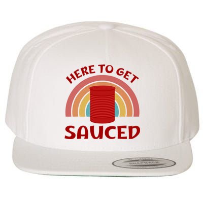 Here To Get Sauced Funny Cranberry Sauce Thanksgiving Food Wool Snapback Cap