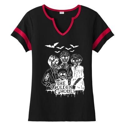 Halloween The Golden Ghouls Zombie Scary Horror Ladies Halftime Notch Neck Tee