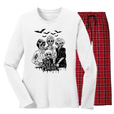 Halloween The Golden Ghouls Zombie Scary Horror Women's Long Sleeve Flannel Pajama Set 