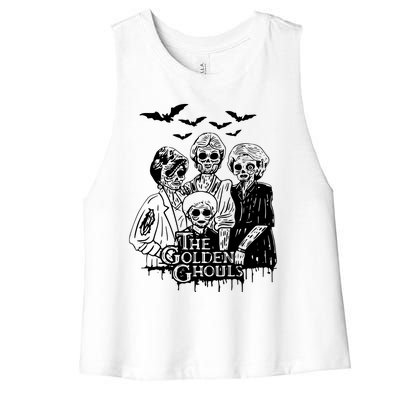 Halloween The Golden Ghouls Zombie Scary Horror Women's Racerback Cropped Tank