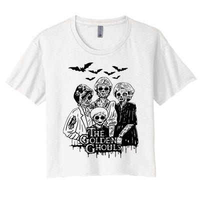 Halloween The Golden Ghouls Zombie Scary Horror Women's Crop Top Tee