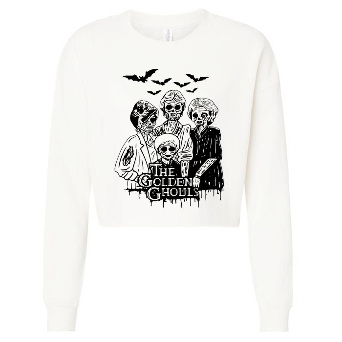 Halloween The Golden Ghouls Zombie Scary Horror Cropped Pullover Crew