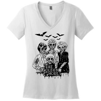 Halloween The Golden Ghouls Zombie Scary Horror Women's V-Neck T-Shirt