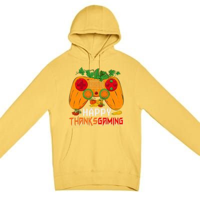 Happy Thanksgiving Gaming Game Controller Fall Pumpkin Lover Premium Pullover Hoodie