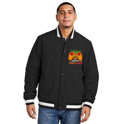 Happy Thanksgiving Gaming Game Controller Fall Pumpkin Lover Insulated Varsity Jacket