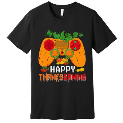 Happy Thanksgiving Gaming Game Controller Fall Pumpkin Lover Premium T-Shirt