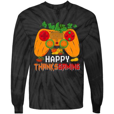 Happy Thanksgiving Gaming Game Controller Fall Pumpkin Lover Tie-Dye Long Sleeve Shirt