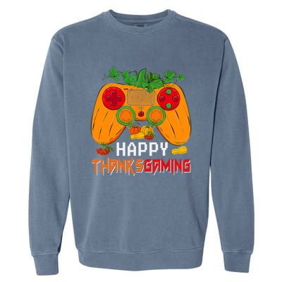 Happy Thanksgiving Gaming Game Controller Fall Pumpkin Lover Garment-Dyed Sweatshirt