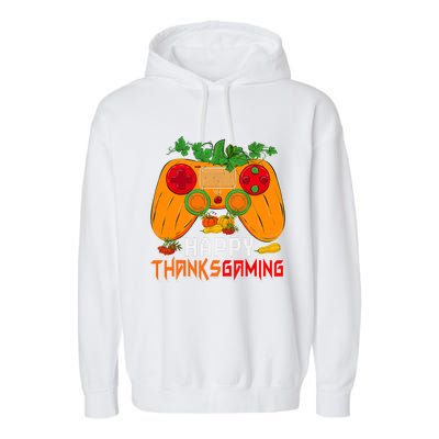 Happy Thanksgiving Gaming Game Controller Fall Pumpkin Lover Garment-Dyed Fleece Hoodie