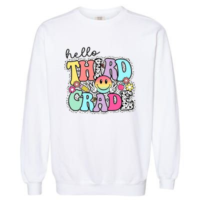 Hello Third Grade Team 3rd Grade Girl Teacher Back To School Garment-Dyed Sweatshirt