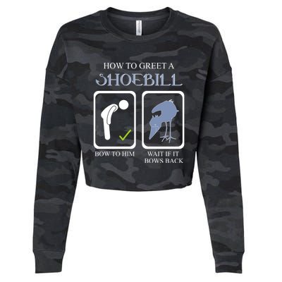 How To Greet A Shoebill Stork African Bird Lover Funny Gift Cropped Pullover Crew