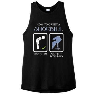 How To Greet A Shoebill Stork African Bird Lover Funny Gift Ladies PosiCharge Tri-Blend Wicking Tank