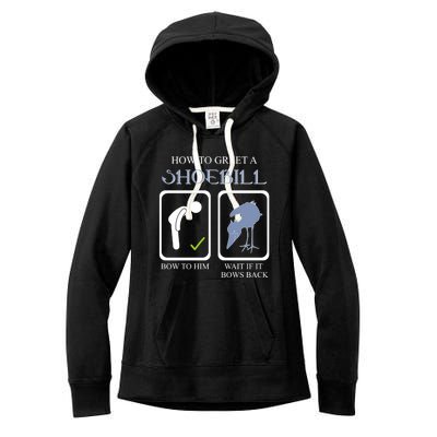 How To Greet A Shoebill Stork African Bird Lover Funny Gift Women's Fleece Hoodie