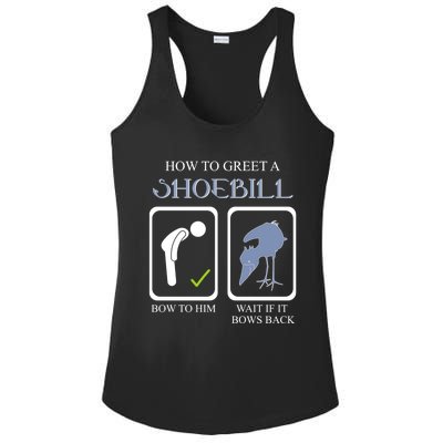 How To Greet A Shoebill Stork African Bird Lover Funny Gift Ladies PosiCharge Competitor Racerback Tank