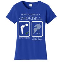 How To Greet A Shoebill Stork African Bird Lover Funny Gift Women's T-Shirt