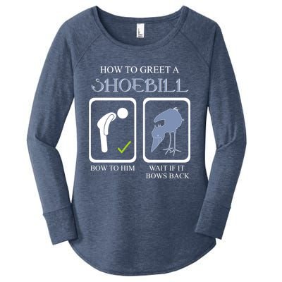 How To Greet A Shoebill Stork African Bird Lover Funny Gift Women's Perfect Tri Tunic Long Sleeve Shirt