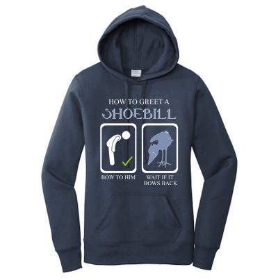 How To Greet A Shoebill Stork African Bird Lover Funny Gift Women's Pullover Hoodie