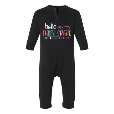 Hello Third Grade Fun 3rd Grade To School Gift Infant Fleece One Piece