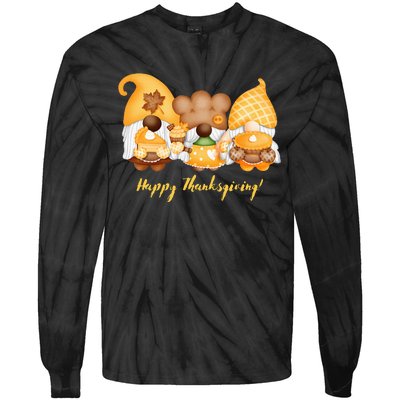 Happy Thanksgiving Garden Gnomes Top Tie-Dye Long Sleeve Shirt