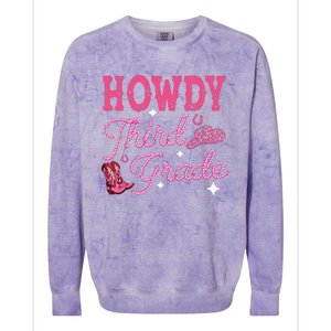 Howdy Third Grade 3rd Grade Teacher Western Cowboy Cowgirls Colorblast Crewneck Sweatshirt