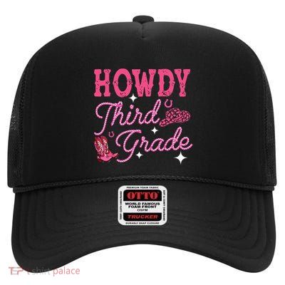 Howdy Third Grade 3rd Grade Teacher Western Cowboy Cowgirls High Crown Mesh Back Trucker Hat