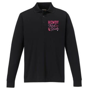 Howdy Third Grade 3rd Grade Teacher Western Cowboy Cowgirls Performance Long Sleeve Polo