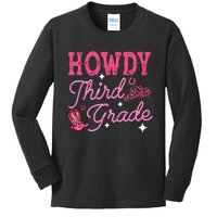 Howdy Third Grade 3rd Grade Teacher Western Cowboy Cowgirls Kids Long Sleeve Shirt