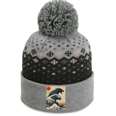 Hokusai The Great Kaiju Off Kanagawa Vintage Japanese Art The Baniff Cuffed Pom Beanie