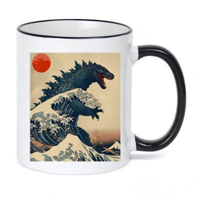 Hokusai The Great Kaiju Off Kanagawa Vintage Japanese Art 11oz Black Color Changing Mug