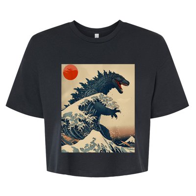 Hokusai The Great Kaiju Off Kanagawa Vintage Japanese Art Bella+Canvas Jersey Crop Tee