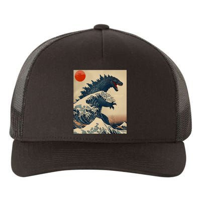 Hokusai The Great Kaiju Off Kanagawa Vintage Japanese Art Yupoong Adult 5-Panel Trucker Hat