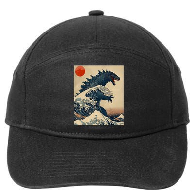 Hokusai The Great Kaiju Off Kanagawa Vintage Japanese Art 7-Panel Snapback Hat