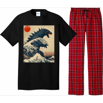 Hokusai The Great Kaiju Off Kanagawa Vintage Japanese Art Pajama Set