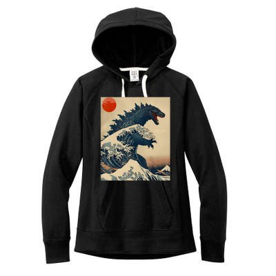 Hokusai The Great Kaiju Off Kanagawa Vintage Japanese Art Women's Fleece Hoodie