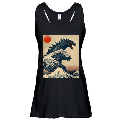 Hokusai The Great Kaiju Off Kanagawa Vintage Japanese Art Ladies Essential Flowy Tank