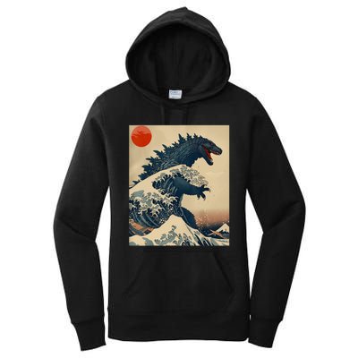 Hokusai The Great Kaiju Off Kanagawa Vintage Japanese Art Women's Pullover Hoodie