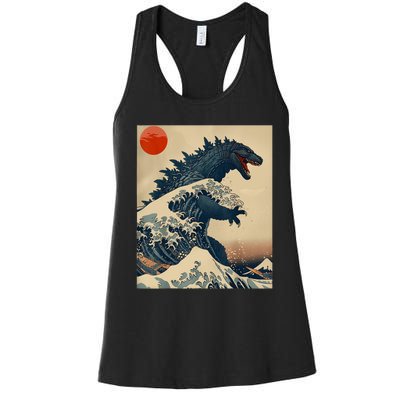 Hokusai The Great Kaiju Off Kanagawa Vintage Japanese Art Women's Racerback Tank