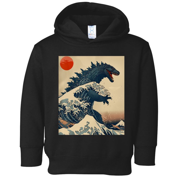 Hokusai The Great Kaiju Off Kanagawa Vintage Japanese Art Toddler Hoodie