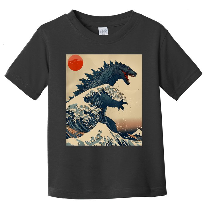 Hokusai The Great Kaiju Off Kanagawa Vintage Japanese Art Toddler T-Shirt