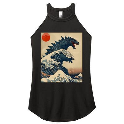 Hokusai The Great Kaiju Off Kanagawa Vintage Japanese Art Women’s Perfect Tri Rocker Tank